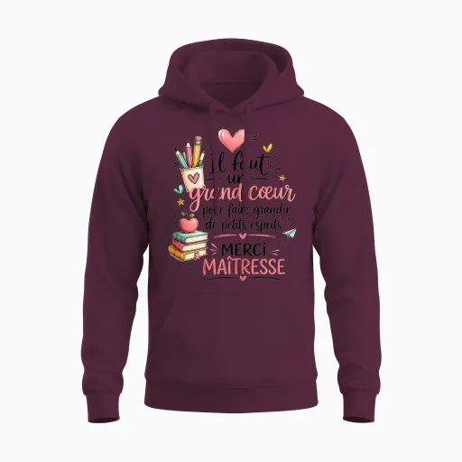 Original School Teacher Gift End of Year Heart Thank You Unisex Hoodie - Maroon