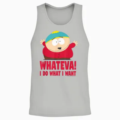 South Park Cartman Classic Fit T-Shirt - Black Crew Neck, Short Sleeve, Casual Unisex Tank Top - Ash