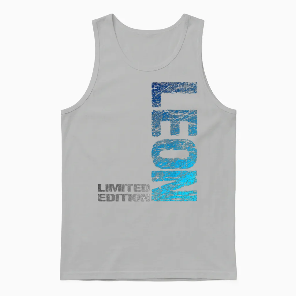 Leon Name First Name Boy Man Birthday T-Shirt, Black Unisex Tank Top in Ash
