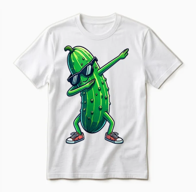Dab Cucumber Dancing Dabbing Cucumber Vegetables T-Shirt, Black Unisex T-Shirt in White