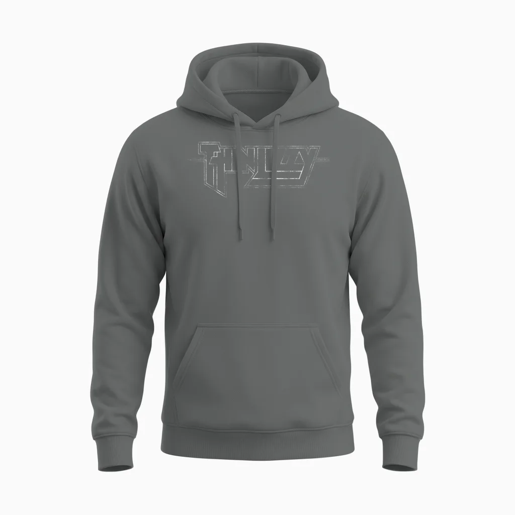 Thin Lizzy - Super Hero Logo T-Shirt, Black Unisex Hoodie in Graphite Heather
