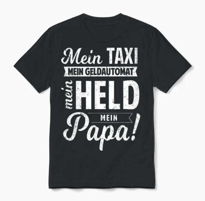 Mein Held Mein Papa Vatertag Taxi Geldautomat Lustig Vater Unisex T-Shirt in Black
