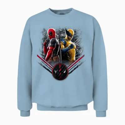 Marvel Studios Deadpool & Wolverine Side-By-Side Claw Icon T-Shirt, Black, S Unisex Sweatshirt - Light Blue