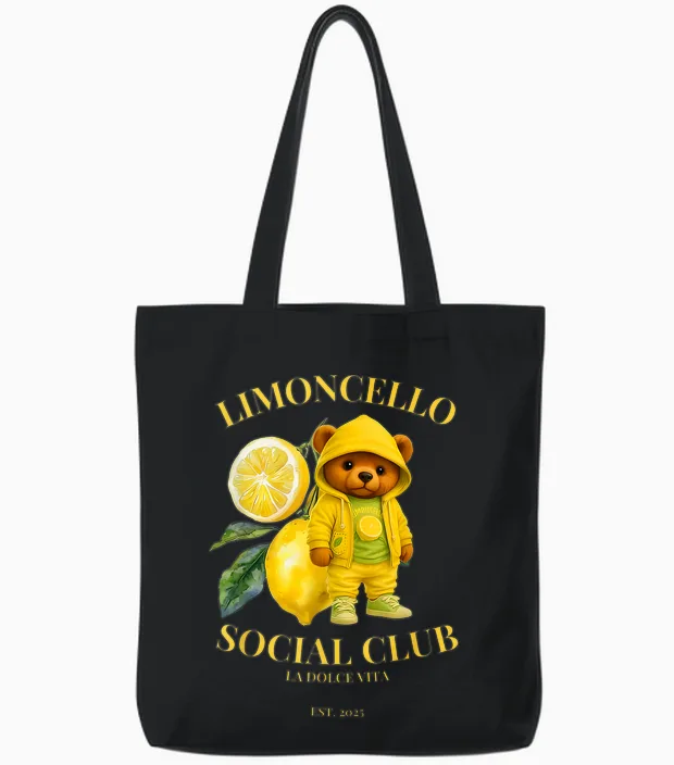Limoncello Social Club La Dolce Vita Tote Bags in Black