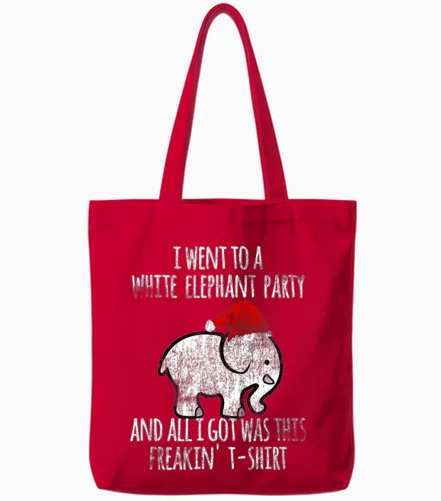 White Elephant Christmas Fun T-Shirt Gift Exchange Contest Tote Bags in Red