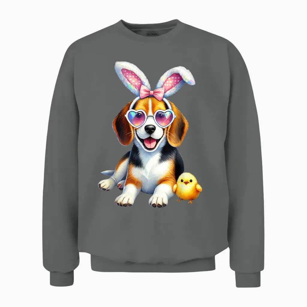 Lunettes De Pâques Beagle Dog Mom Spring Easter Bunny Oreilles Unisex Sweatshirt in Graphite Heather