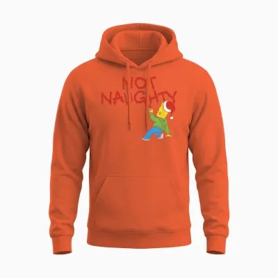 The Simpsons Christmas Bart Graffiti Not Naughty V2 Unisex Hoodie - Orange