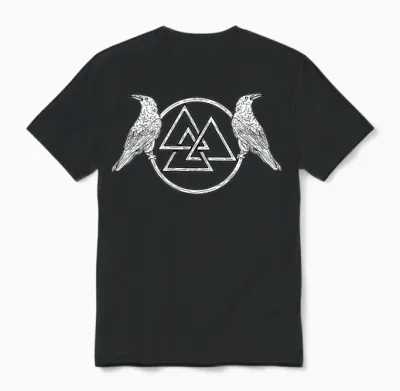 Huginn and Muninn Rune Odin's Ravens Norsemen Unisex T-Shirt - Black