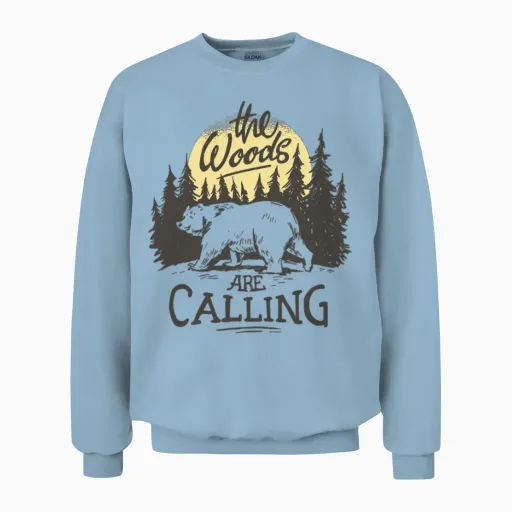 The Woods Are Calling Unisex Sweatshirt in Light Blue