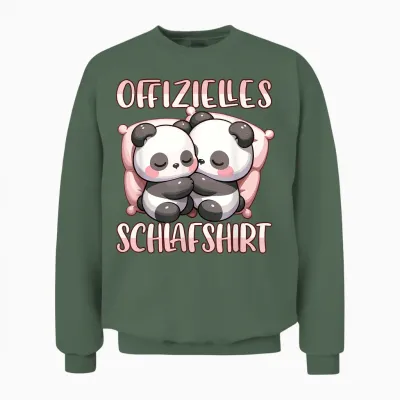 Official Sleepshirt Panda Night Shirt Girls Sleeping T-Shirt, Black Unisex Sweatshirt - Military Green