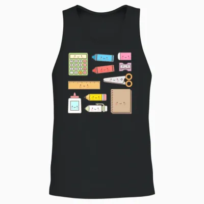 Kawaii School Supplies Unisex Tank Top - Black