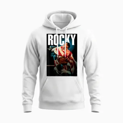 Rocky Iv American Flag Portrait T-Shirt Small Unisex Hoodie - White