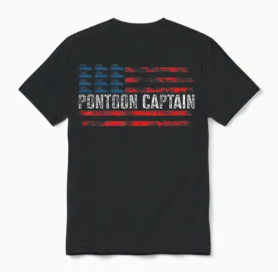 American Flag Boating Clothing Men's Black Pontoon Boat Captain 4th of July Unisex T-Shirt - Black