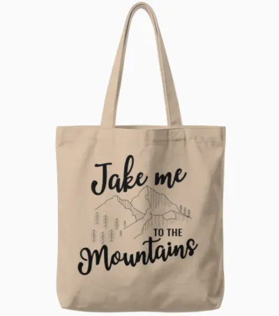 Take Me to the Mountains - Hiking Tote Bags - Natural