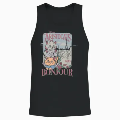 Disney the Aristocats Bonjour Paris Since 1979 Vintage Ad Unisex Tank Top - Black