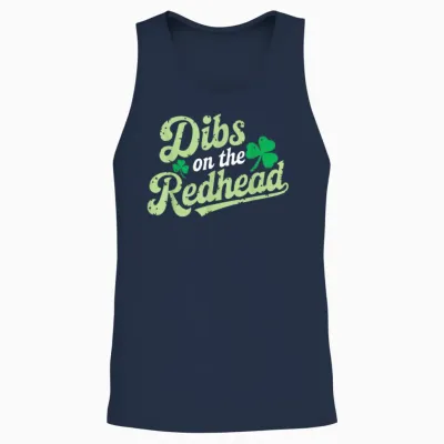 St Patricks Day Shirt Dibs on the Redhead Irish Men Women Unisex Tank Top - Navy