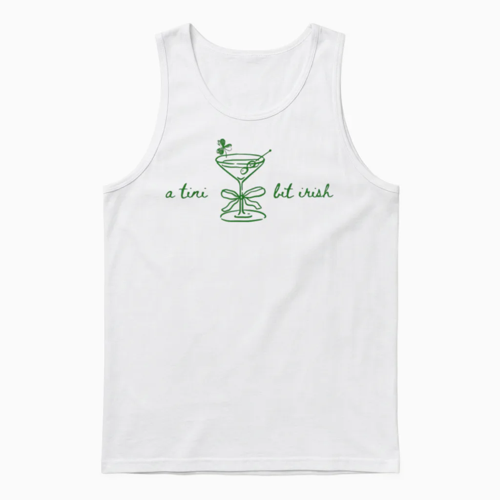 Funny Retro a Tiny Bit Irish Cocktail Lovers St Patricks Day Unisex Tank Top in White