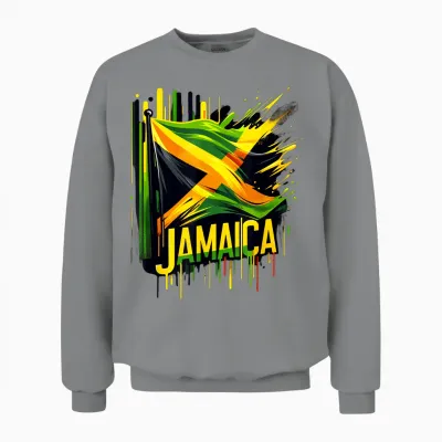 Jamaikanische Flagge, Retro, Vintage, Sport, Aquarell, Jamaika Unisex Sweatshirt - Sport Grey