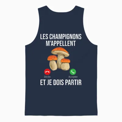 Mushrooms Call Me I Must Go Mushroom Porcini T-Shirt, Black, S Unisex Tank Top - Navy