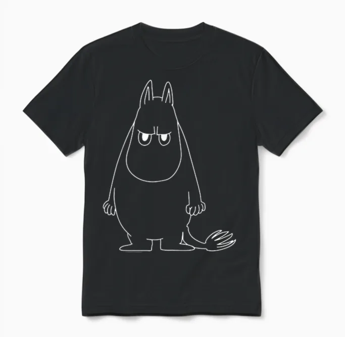Moomin Angry Moomintroll T-Shirt, Black Unisex T-Shirt in Black