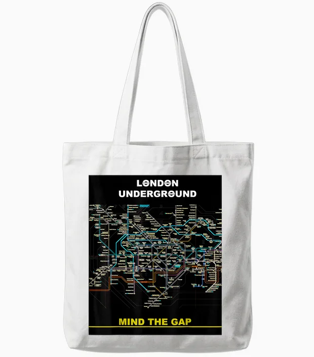 London Underground Mind the Gap Map England Großbritannien Zug Tube Tote Bags in White