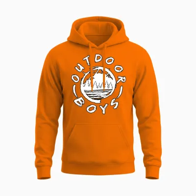Outdoor Boys B&w Logo Unisex Hoodie - Safety Orange
