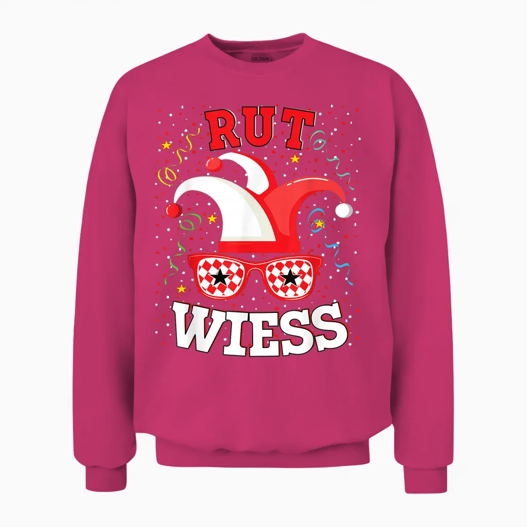Köln Rut Und Wiess Rot Weiss Karneval Kölsch Faschingskostüm Unisex Sweatshirt in Heliconia