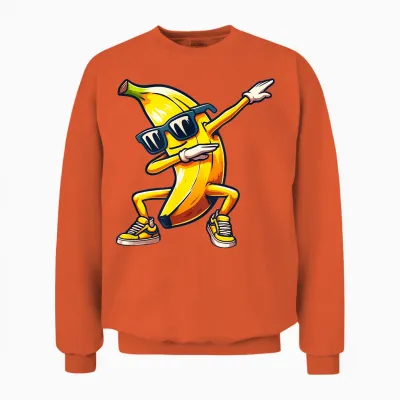 Dab Banana Dancing Dabbing Banana Fruit Meme T-Shirt, Black Unisex Sweatshirt - Orange