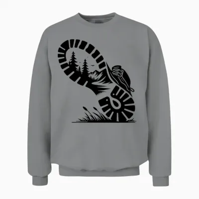 Hiking Boot with Forest Profile for Hikers Unisex Sweatshirt - Sport Grey