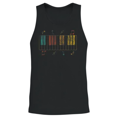 Classic Retro Piano Unisex Tank Top - Black