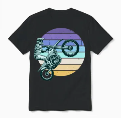 Motorcycle Bike Retro Sun Unisex T-Shirt - Black