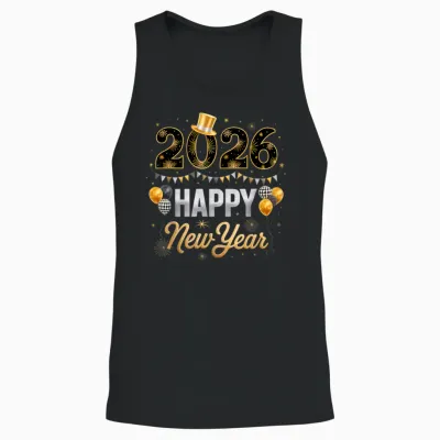 Happy New Year Party 2026 Ballon Family Matching Men Women Unisex Tank Top - Black