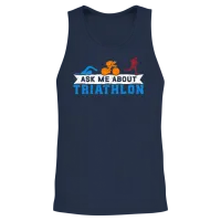 Triathlon Triathlete Ask About Triathlon Unisex Tank Top - Navy – 2