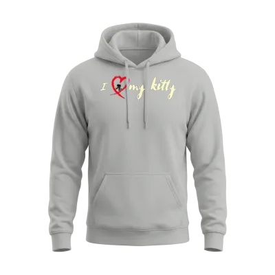 I Heart My Kitty Unisex Hoodie - Ash
