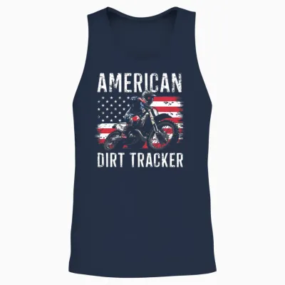 American Dirt Tracker - Flat Track Racing Unisex Tank Top - Navy