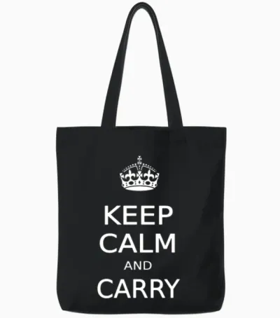 Keep Calm and Carry Tote Bags - Black