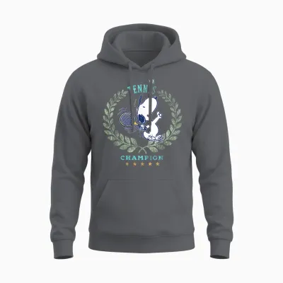 Snoopy Tennis Beagle Champion 86 Tournament Game Retro Unisex Hoodie - Charcoal