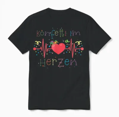 Confetti in the Heart Carnival Party Outfit Carnival Fancy Dress T-Shirt, Black Unisex T-Shirt - Black