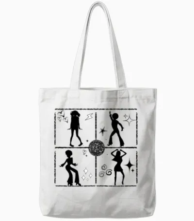 Retro Dance Wall W Tote Bags - White