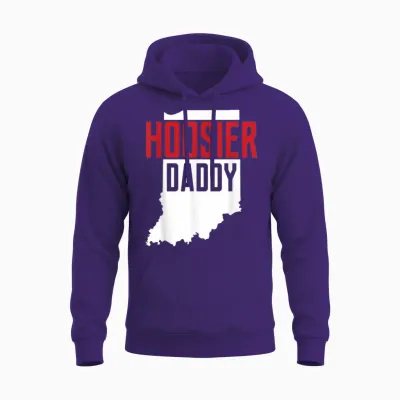 Hoosier Daddy Indiana State Map Gift Unisex Hoodie - Purple