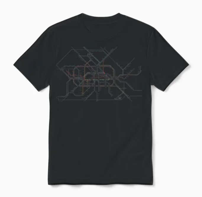 Berlin Germany Metro S-Bahn Souvenir Route Map Unisex T-Shirt in Black