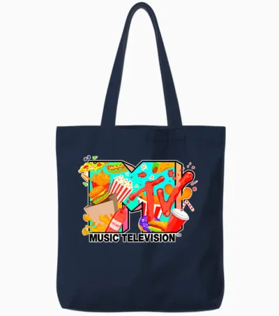 Mademark X Mtv - Music Television - Fast Food Lovers Tote Bags - Navy
