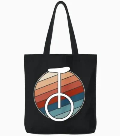 Retro Unicycle Rider Tote Bags - Black