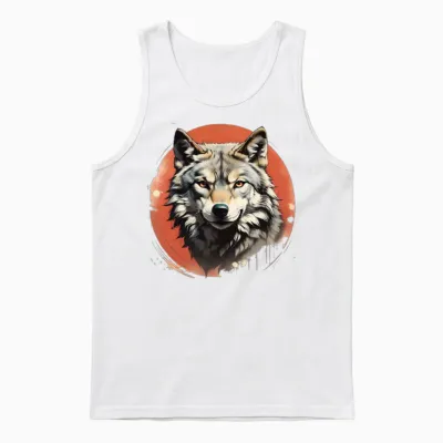 Retro Style Wolf Unisex Tank Top - White