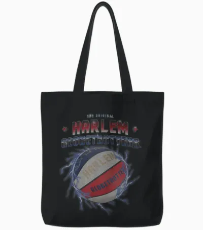 Harlem Globetrotters Basketball Chrome Logo with Lightning Tote Bags - Black
