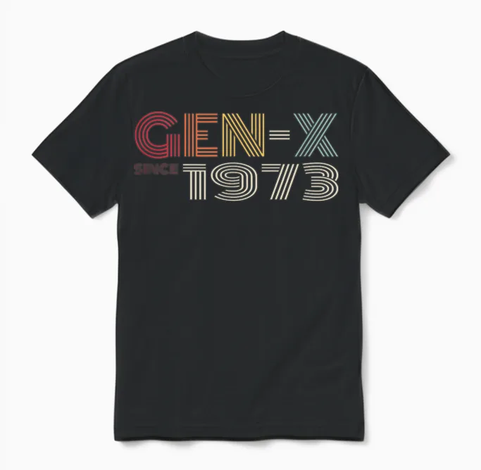 Gen-X Since 1973 Retro Vintage Generation X Look Unisex T-Shirt in Black