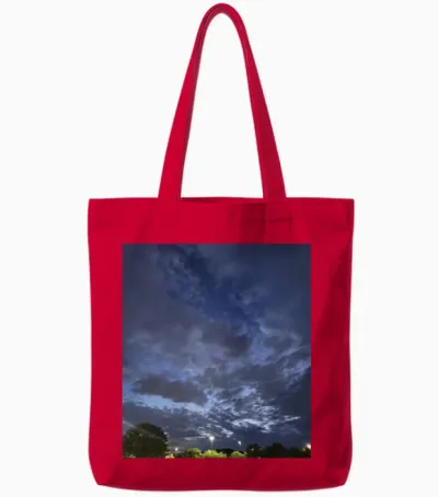 Moody Night Sky Over Suburban Lights Tote Bags - Red