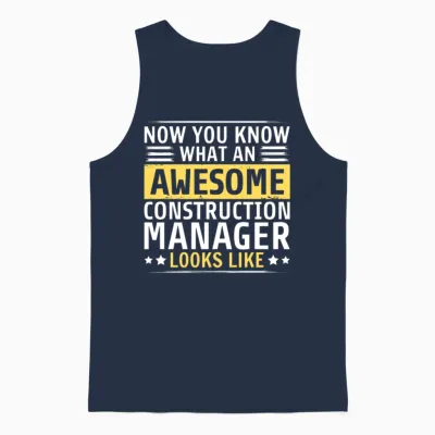 Funny Construction Manager Unisex Tank Top - Navy