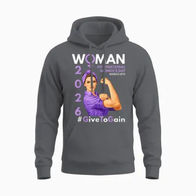 International Women’s Day 2026 Give to Gain March 8 Women Unisex Hoodie - Charcoal