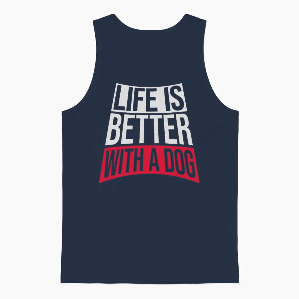 Better with a Dog Lovers Gift Unisex Tank Top in Navy